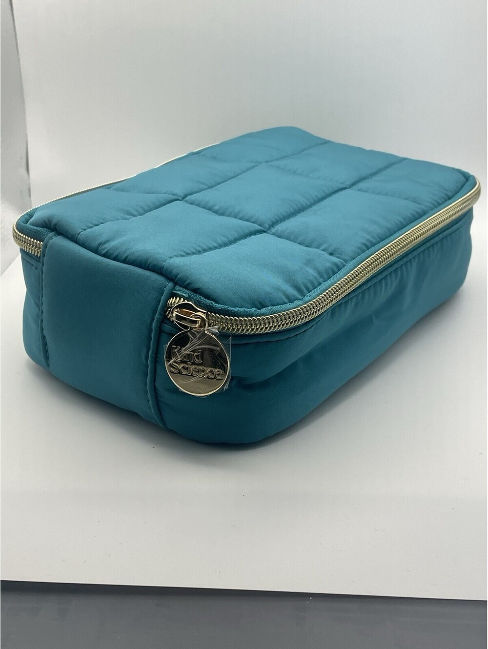 Kind Science Quilted Lined Makeup Bag • Teal